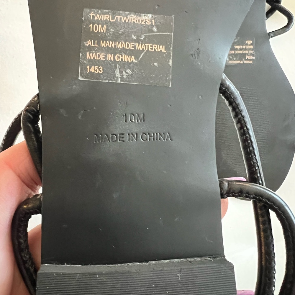 Steve Madden Black Lace-Up Minimalist Flat Sandals - Picture 4 of 9